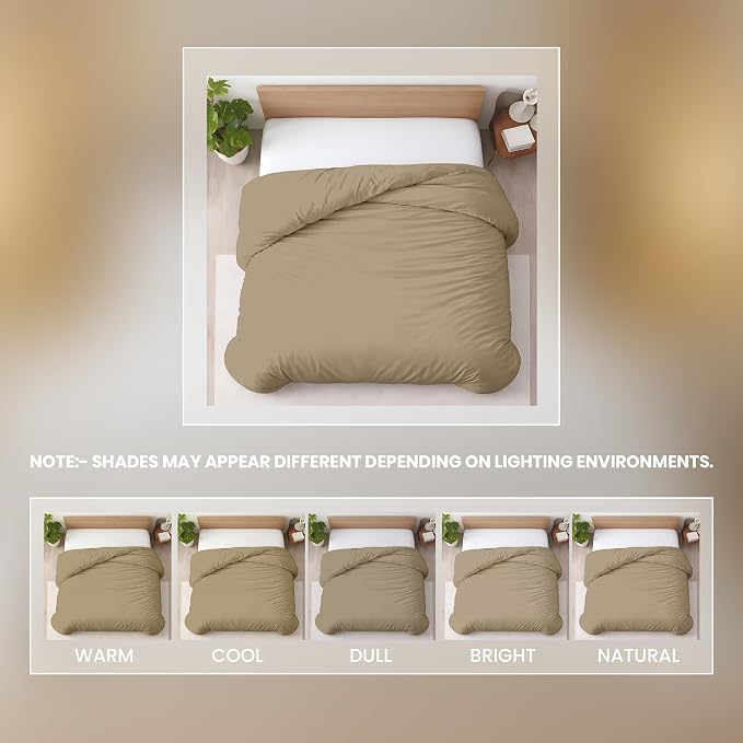 1 Pc 120" x 98" Duvet Cover Oversized King 100% Egyptian Cotton - 600 Thread Count Comforter Cover, Zipper Closure & Corner Ties - Fits Large King Inserts - Taupe