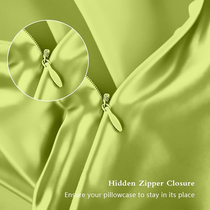 Silk Pillowcase 2 Pack, Mulberry Silk Pillow Cases Queen Size Set of 2, Anti Acne Silk Pillowcase for Hair and Skin, Natural Silk Satin Pillowcases for Sleeping Women 2 Pack with Zipper, Olive Green