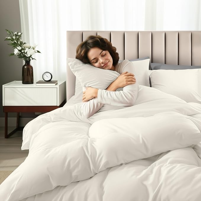 Utopia Bedding Duvet Cover Queen with Fitted Sheet (60x80) - 2 Pillow Case Standard - All Season Luxury Bed in a Bag with Zippered Duvet Cover - No Comforter (Ivory)