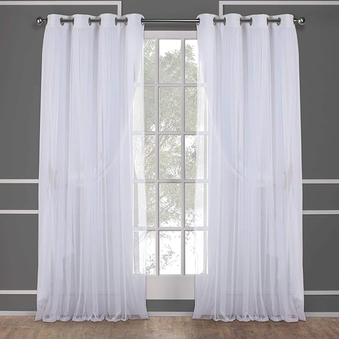 TOWN & COUNTRY LUXE Talia Double Layer Indoor Curtains, Sheer and Room Darkening Blackout, Grommet Top, Energy Efficient, 2-Pack Set, 52"x120", Rose Blush
