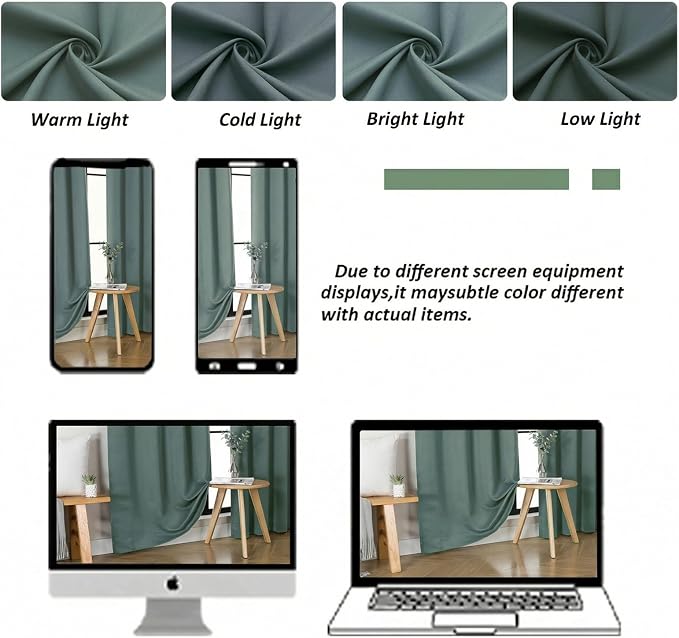 Simplebrand Ava Dark Green Short Blackout Curtains for Bedroom 54 Inches Long 2 Panels Set, Solid Thermal Insulated, Energy Saving Window Treatment Curtains Blackout Drapes, W40 x L54 Inch, Dark Green