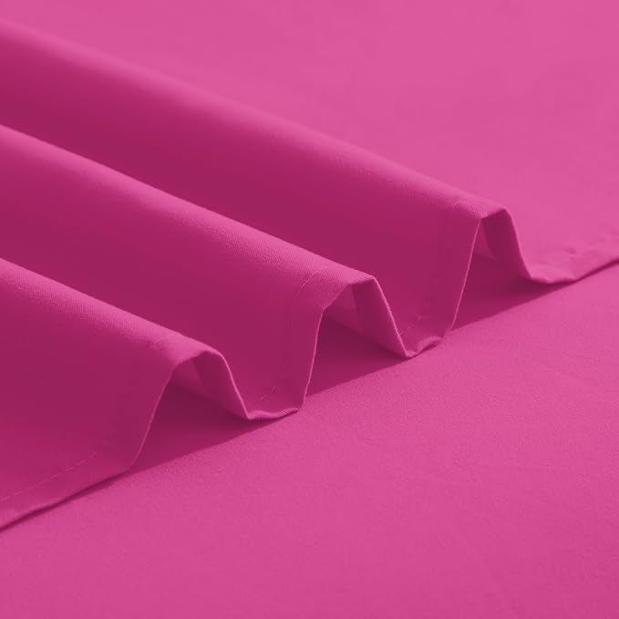 Elegant Comfort Luxurious 1500 Premium Hotel Quality Microfiber Three Line Embroidered Softest 4-Piece Bed Sheet Set, Wrinkle and Fade Resistant, King, Hot Pink