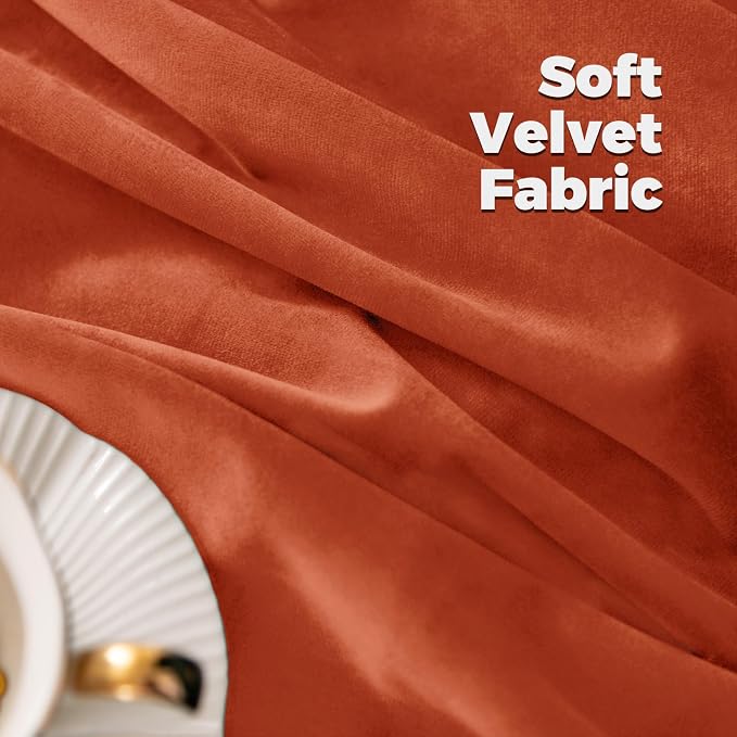 BGment Luxury Velvet Curtains 90 Inches Long for Living Room, Terracotta | Burnt Orange Rust Fall Decor, Super Soft Drapes for Bedroom, Elegant, Back Tab Rod Pocket, Set of 2 Panels, 52 x 90 Inch
