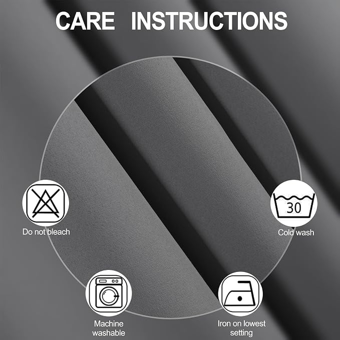 Blackout Curtains 52 x 120 Inch Long Frost Grey Curtains Set of 2 Panels Room Darkening Curtains for Bedroom and Living Room