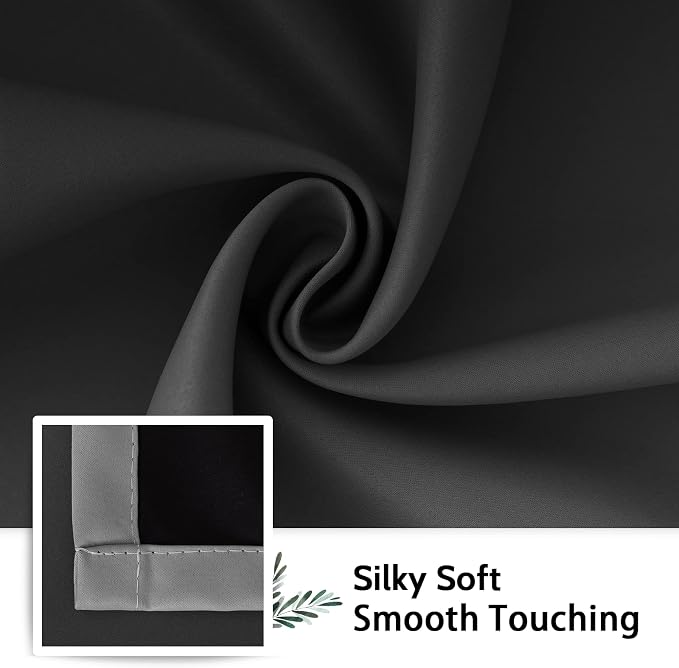 SimpleHome 100% Blackout Ombre Bedroom Curtains Black and Greyish White,84L | Room Darkening Curtains,Thermal Insulated Grommet Window Drapes and Curtains for Living Room,2 Panels, 52x84 inches Length