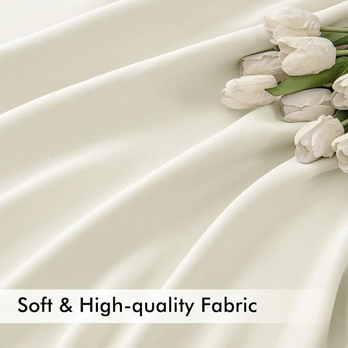 MIULEE Cream Back Tab Blackout Curtains 52x84 Inch Length 2 Panels Set | Rod Pocket Pinch Pleated, Thermal Insulated, Room Darkening, Light Blocking, Privacy Curtains for Living Room Bedroom