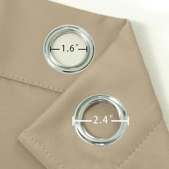 Beige Blackout Curtains 42 x 54 Inch Length Set of 2 Panels Grommet Bedroom Curtains for Living Room