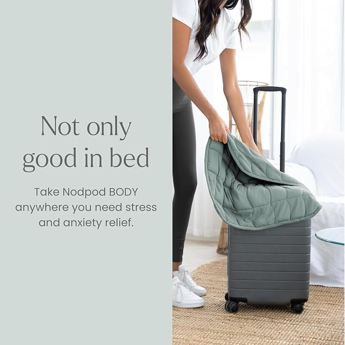 nodpod Body 6.5lb Patented Compact Weighted Blanket | Perfect for Relaxation, Lounging, Napping, Sleeping & Travel, Glass Bead Filled, Machine Washable, 29" x 24", Sage
