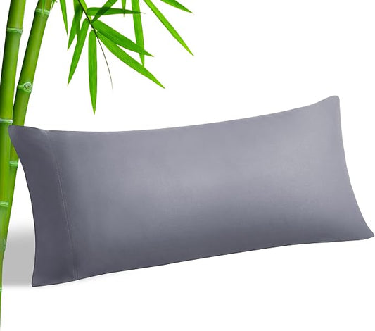 BEDELITE Body Pillow Pillowcase, Rayon from Bamboo, Grey, 20"x54" | Cooling and Breathable Body Pillow Cover for Hot Sleepers & Night Sweats, Silky Soft Full Long Pillow Case, Envelope Closure