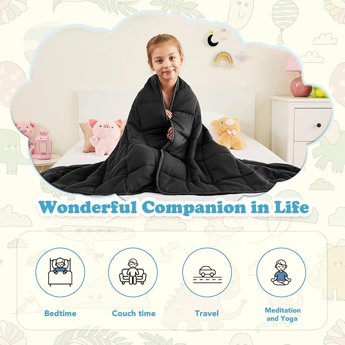 CuteKing Weighted Blanket (10lbs, 48"x72", Grey) Heavy Blanket for 90-100lbs, Breathable Microfiber Material with Glass Beads All-Season Summer Fall Winter Soft Thick