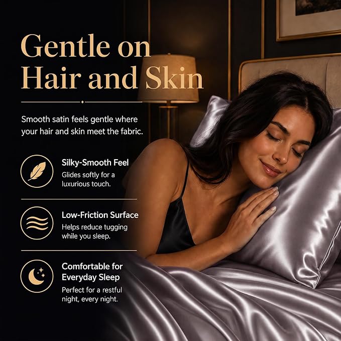 CozyLux Satin Sheets Queen, 4-Piece 14-Inch Deep Pocket Sheet Set | OEKO-TEX Certified Silky Soft Sheet Set for Hair &Skin, Luxurious Silky-Smooth Satin for Elegant Bedroom Decor, Dusty Purple
