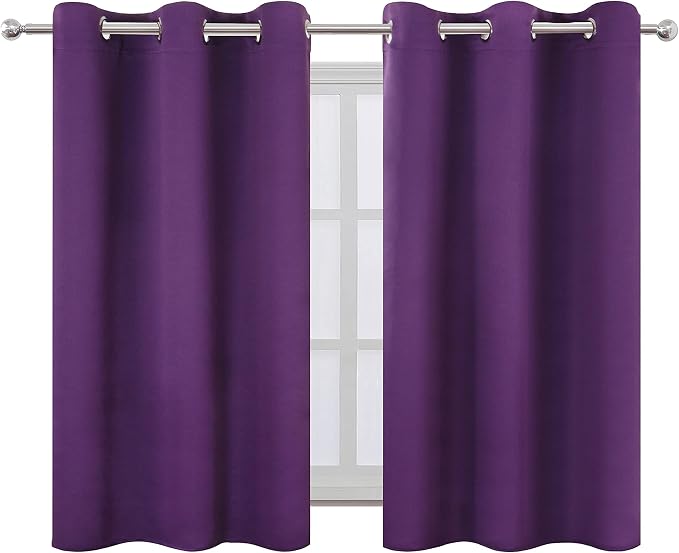 Purple Blackout Curtains 34 x 54 Inch Length/Set of 2 Curtain Panels/Thermal Insulated Room Darkening Blackout Curtains for Bedroom