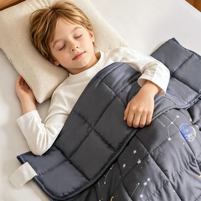 Weighted Blanket - 7 lbs Grey Starry Sky Heavy Blanket - Small Size Breathable Lap Blanket(41 * 60 inches, 7 lbs)