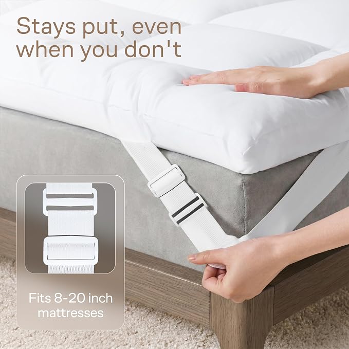 Ultra Soft & Cooling Mattress Topper - Queen Size | Cloud-Like Mattress Pad, Full Back Support, Breathable, Perfect for Hot Sleepers, White