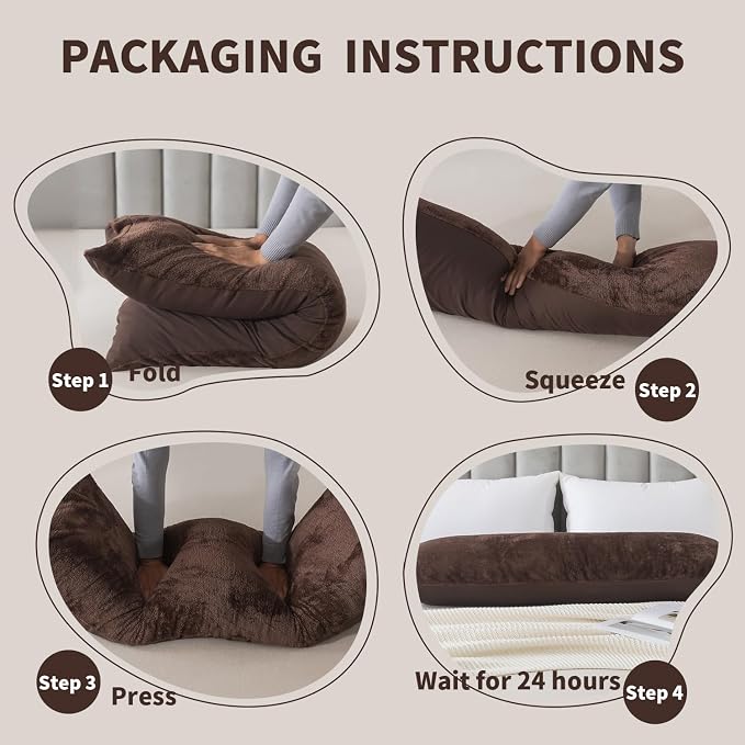 WhatsBedding Memory Foam Body Pillow with Cover, Long Bed Pillow for Adults | Removable Plush Fuzzy Envelope Closure, Firm Support for Side Sleepers, Reading & naps, Large Size Fits All, Relieves Pain