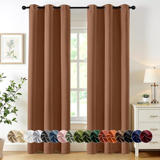 MIULEE Blackout Curtains for Bedroom 2 Panels 40 x 72 Inch Long Sun Baked | Thermal Insulated, Living Room Darkening Grommet Drapes, Noise Reducing, Light Blocking Window Treatments