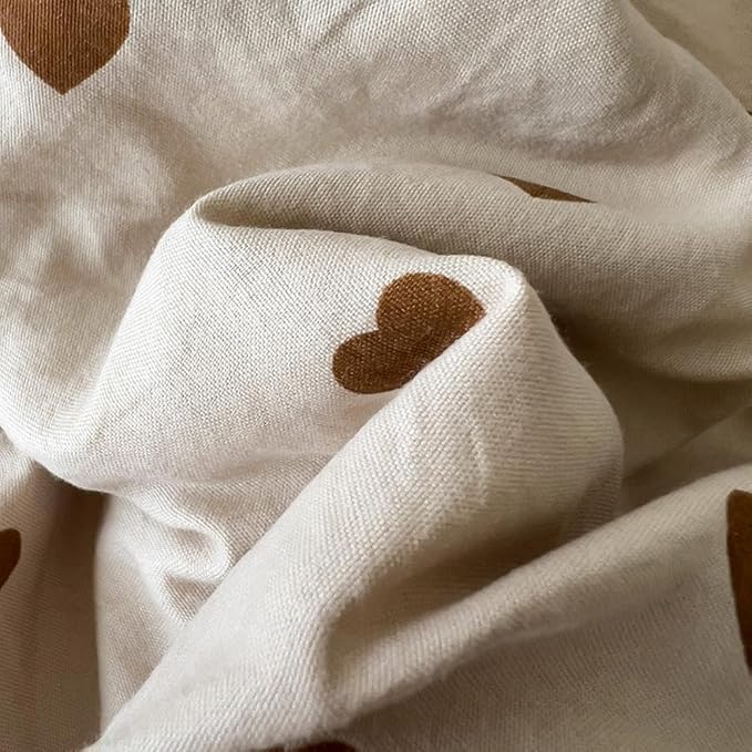 Nayoroom Brown Heart Duvet Cover Set Queen Vintage Farmhouse Bedding | Soft Breathable Washed Microfiber, All-Season Comfort, Hidden Zipper, 4 Corner Ties, Modern Aesthetic Bedding