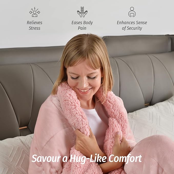 Sherpa Fleece Weighted Blanket for Adult 15 lbs King 80"x87" Pink | Boost Sleep Quality, Relax Body & Mind, Dual Sided Cozy Fluffy Heavy Blanket, Plush Flannel Top, Chunky Fluffy, Warm Hug