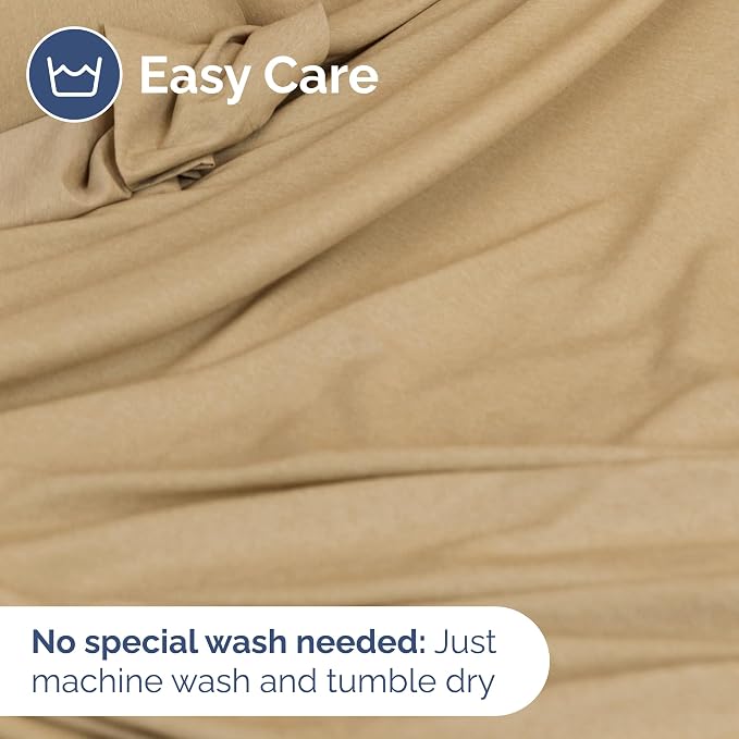 Cal King Flat Sheet - Single Top Flat Sheet Only - Cooling - Heathered Tan | Hotel Luxury Top Flat Sheet Only, Ultra-Soft, Breathable & Cooling, Fade & Wrinkle Free, Easy-Care, Stain & Shrink Resistant