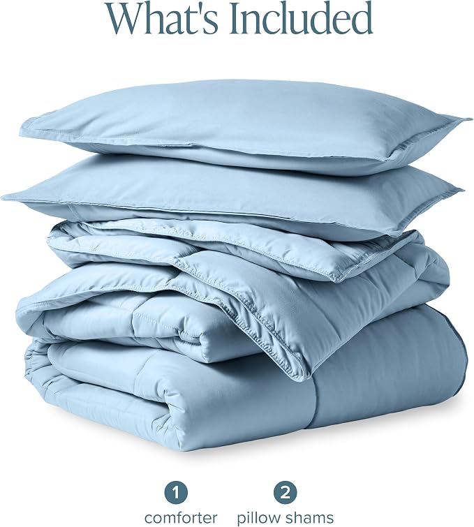 Bare Home Comforter Set - 1800 Ultra Soft (King/Cal King, Light Blue) | All-Season, Breathable, Hypoallergenic, Premium 1800, Warm, Cozy