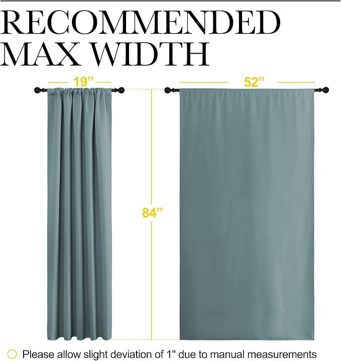 NICETOWN Greyish Blue Blackout Curtains Panels for Window, Thermal Insulated Rod Pocket Blackout Drapes/Draperies for Living Room (2 Panels, W52 x L84 inches)