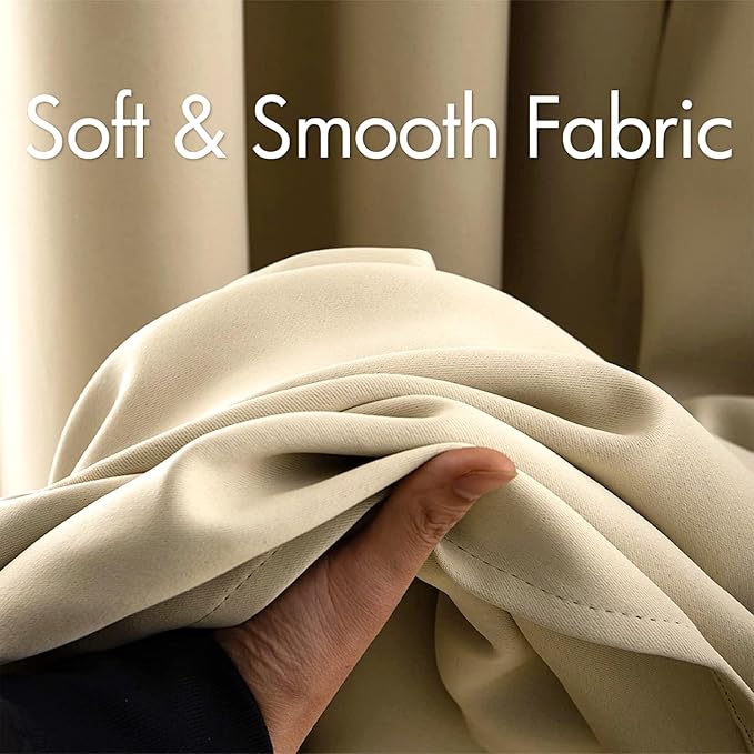 MIULEE Cream Beige Blackout Bedroom Curtains Drapes 96 Inch Long 52"x96" | Grommet Top, Room Darkening Window Drapes, Privacy Protection, Thermal Insulated, Heat Blocking, Light Blocking
