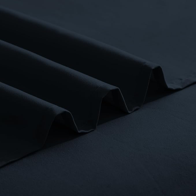 Elegant Comfort Luxurious 1500 Premium Hotel Quality Microfiber Three Line Embroidered Softest 4-Piece Bed Sheet Set, Wrinkle and Fade Resistant, RV Short Queen, Black