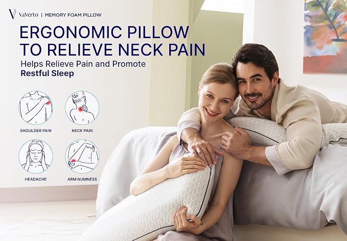 King Size Memory Foam Pillows - Firm Pillow - King Size 1-Pack | Memory foam pillow - Back stomach & side sleepers - Shoulder & back pain relief -Cooling pillow washable bamboo viscose cover