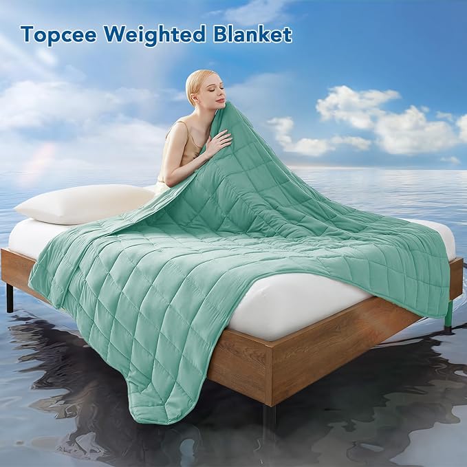Weighted Blanket for Adults (20 lbs, 60" x 80") Queen Size Soft Cooling Heavy Blanket Sleeping, Apply to 190-210 lbs Body, Thick Breathable Blanket with Glass Bead, Easy Care