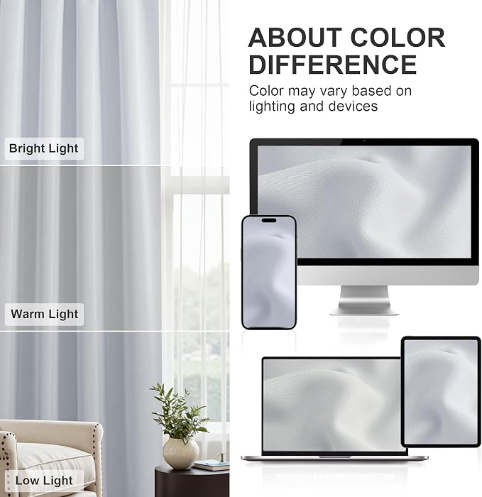 PONY DANCE Rod Pocket White Curtains - Window Curtain Draperies Rod Pocket Thermal Insulated Room Darkening Drapes for Dining Room, 52 Wide x 84-Inches Long, Greyish White, 2 Pieces