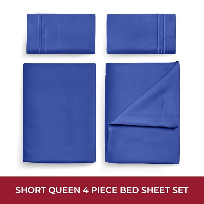 Mellanni Iconic 4-Piece, Ultra Soft Sheet Set (RV/Short Queen, Royal Blue) | 10M+ Sleepers. Lab-tested: Sleeps Cool, Stays Bright, Strong, Smooth. Good Housekeeping Best Bedding, 7 yrs running.