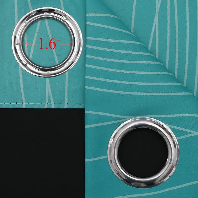 Teal and Grayish White Ombre Blackout Curtains for Living Room 84 Inch Long | Estelar Textiler Room Darkening Curtains for Bedroom,Thermal Insulated,Light Blocking Grommet Window Drapes,42Wx84L,2 Panels