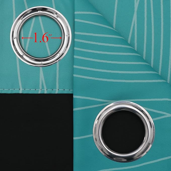 Teal and Grayish White Ombre Blackout Curtains for Living Room 72 Inch Long | Estelar Textiler Room Darkening Curtains for Bedroom,Thermal Insulated,Light Blocking Grommet Window Drapes,52Wx72L,2 Panels