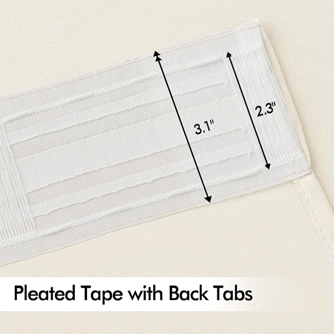 MIULEE Birch Back Tab Blackout Curtains 52x108 Inch Long 2 Panels Set | Rod Pocket Pinch Pleated, Thermal Insulated, Bedroom Living Room Darkening Privacy Drapes, Extra Long Light Blocking Curtains