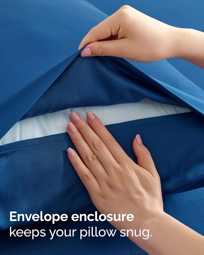 Cal King 6 Piece Bed Sheet Set - Breathable & Cooling Sheets - Dark Blue | Ultra-Soft Hotel Luxury Bedding Set with 8-16 Inch Deep Pockets, 1 Flat & 1 Fitted Sheet & 4 Pillowcases, Wrinkle & Fade Free