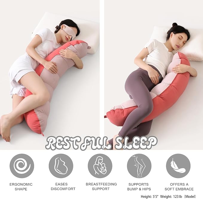 Peallow(Pat. Pend) – Long Round Body Pillow for Adults, Bolster Pillow for Sleeping, Soft and Supportive Pillow for Sleeping & Lumbar Support(Coral Peach,39")