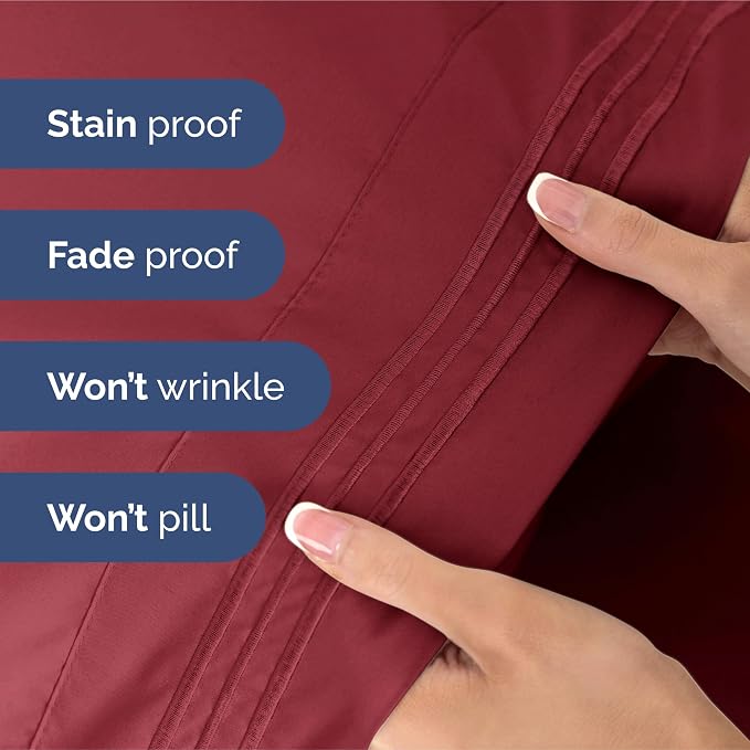 King Size 4 Piece Sheet Set - Ultra Soft & Cooling Sheets - Berry | Fits 8 Inch to 16 inch Mattress, Wrinkle Free & Fade Resistant with Deep Pockets, Breathable, Comfy Hotel Luxury Bedding