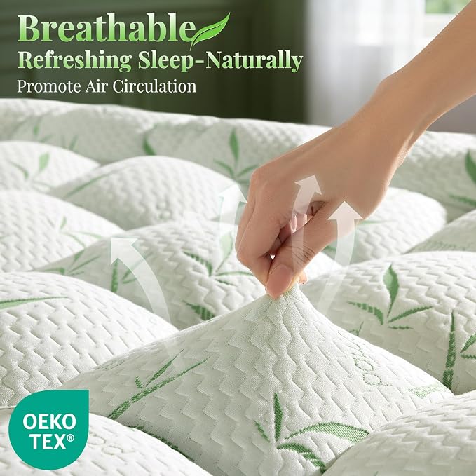 LIANLAM Mattress Topper,1200 GSM Cooling Mattress Pad,2In Extra Thick Pillow Top for Back Pain with 6"-18" Deep Pocket(Queen,60"x80")