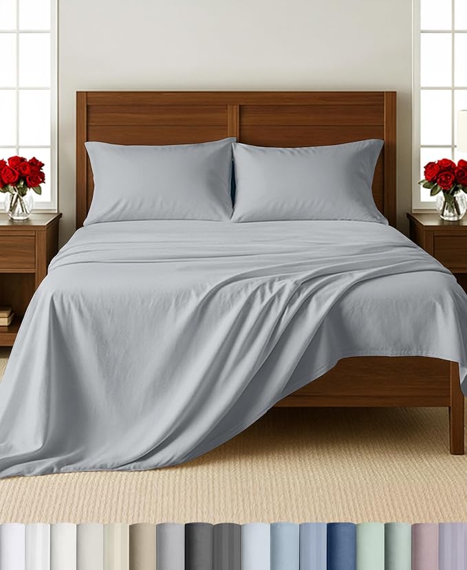 California Design Den 100% Cotton Sateen Twin Size Sheets, 3 Pcs Set | Soft 500 Thread Count Backed by Good Housekeeping Seal, All-Around Elastic, OEKO-TEX certified- Mineral Grey