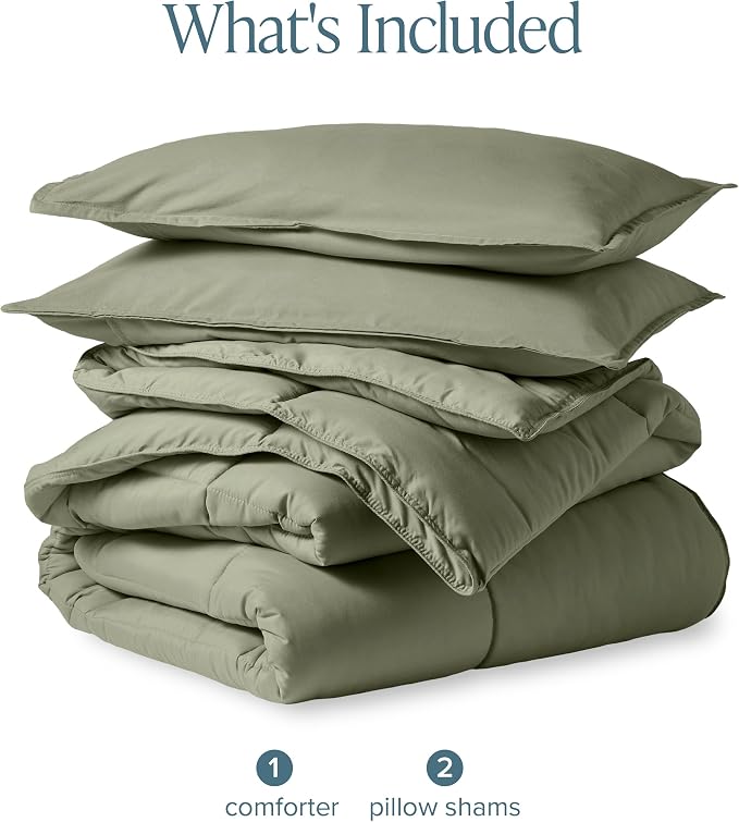 Bare Home Full Comforter Set - 1800 Ultra Soft (Full, Sage) | All-Season, Breathable, Hypoallergenic, Premium 1800, Warm, Cozy