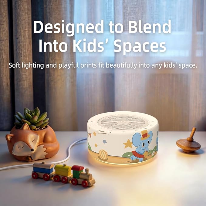 Kipcush White Noise Machine for Baby & Adults, Sleep Sound Machine with 30 Soothing Sounds, 8-Color Night Light, Memory Function, White Noise for Sleeping, Nursery, Office, Travel, Relaxation