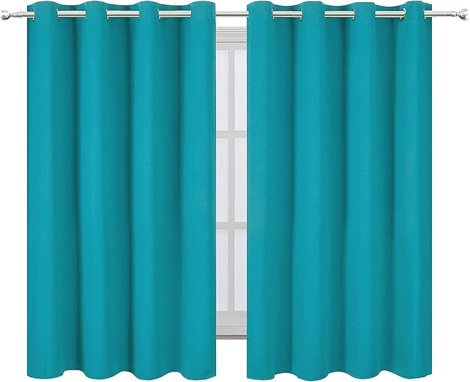 Teal Thermal Blackout Curtains/52 x 54 Inch/Set of 2 Panels Room Darkening Curtains for Bedroom