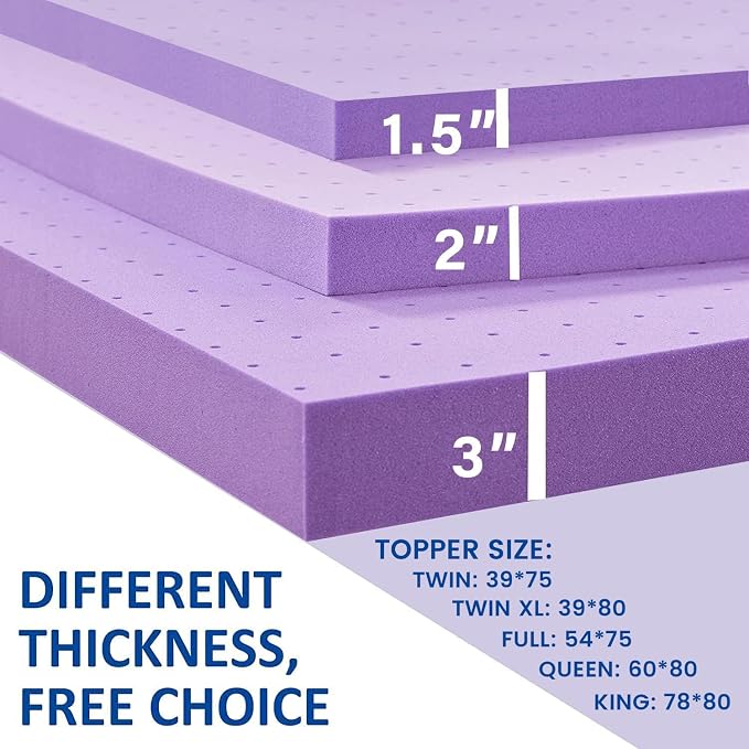 SINWEEK 3 Inch Gel Memory Foam Mattress Topper Ventilated Soft Pressure Relieve Mattress Pad, Breathable Bed Topper, CertiPUR-US Certified, California King Size | Ventilated Soft Pressure Relieve Mattress Pad, Breathable Bed Topper, CertiPUR-US Certified