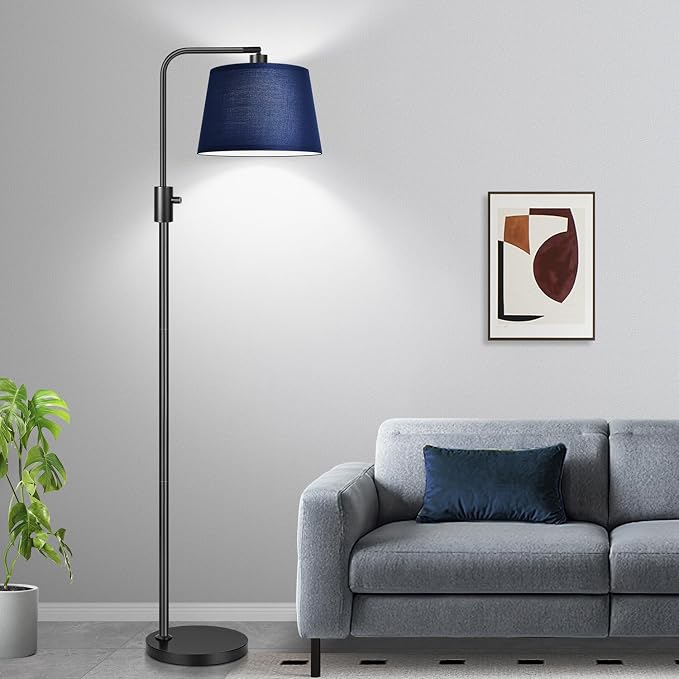 Nintiue 【Upgraded】 Dimmable Floor Lamp, 1000 Lumens LED Edison Bulb Included, Modern Arc Standing Tall Floor Lamp for Living Room Bedroom Office Dining Room - Blue