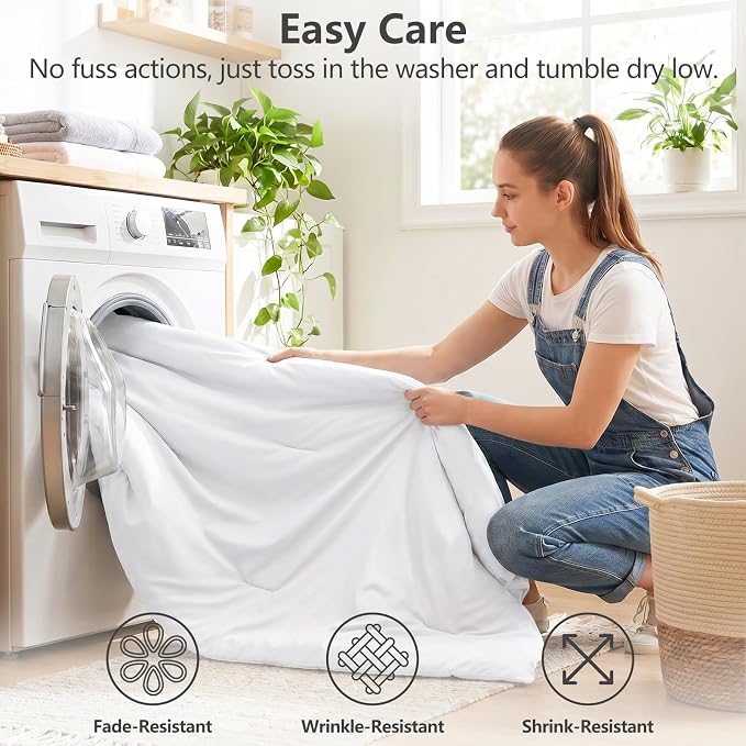 Twin XL Comforter White, 5 Pieces Bed in a Bag | College Dorm Essentials, OEKO-TEX Certified, 240GSM Down Alternative Comforter, Flat & Fitted Sheets, Pillowcase & Sham