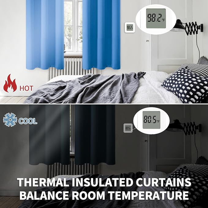 BGment Classic Blue Blackout Curtains for Living Room 84 Inch - 2 Panels | Grommet Top, Black Out, Room Darkening, Sunblock, Thermal Insulated, Window Drapes for Bedroom, 52x84 Inch