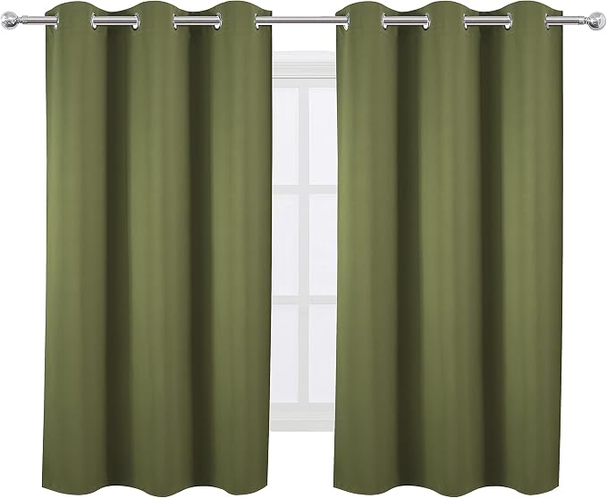 Oilve Green Blackout Curtains 38 x 54 Inch Length/Set of 2 Curtain Panels/Thermal Insulated Room Darkening Blackout Curtains