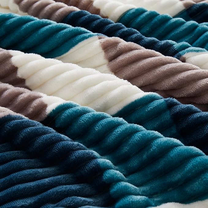 PU MEI Sherpa Blanket Twin Plaid Thick Bed Blanket, 90”*80” Super Soft Flannel Fuzzy Fleece Reversible Velvet Plush Warm Blanket for Couch (Teal Check, 80"*90")