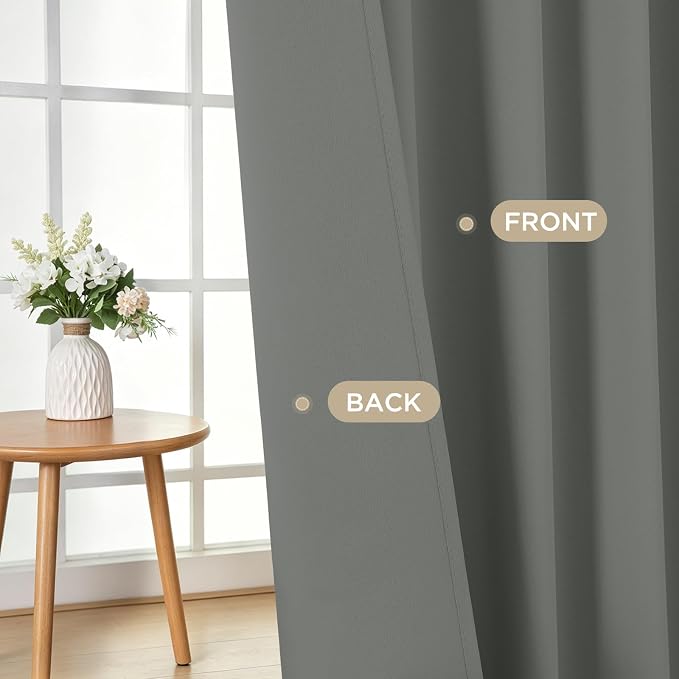 Joydeco Blackout Curtains 90 Inch Length 2 Panels Set, Thermal Insulated Long Curtains& Drapes 2 Burg, Room Darkening Grommet Drapes for Bedroom Living Room Window (Sage Green, W52 x L90 Inch)