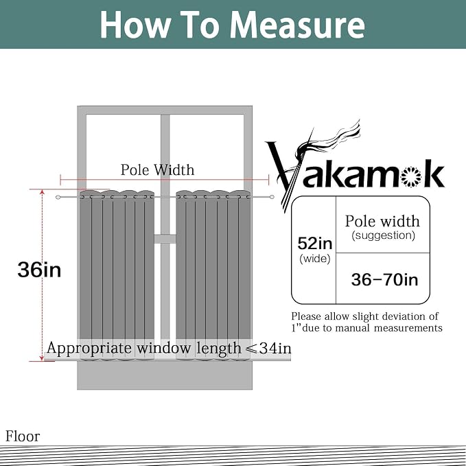 Yakamok Aqua Room Darkening Window Curtains 52x36 Inch for Kitchen | Grommet,Thermal Insulated ,Blackout Curtains Drapes,Blocks some light adds privacy,Living room Bathroom,2 Panel Valance